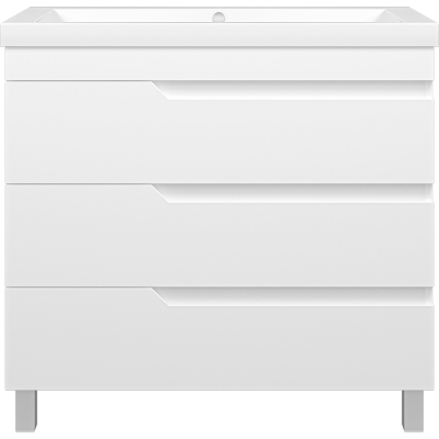 Тумба с раковиной Misty Софт 90 УТ000015031 Белая глянцевая