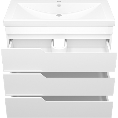 Тумба с раковиной Misty Софт 90 УТ000015031 Белая глянцевая