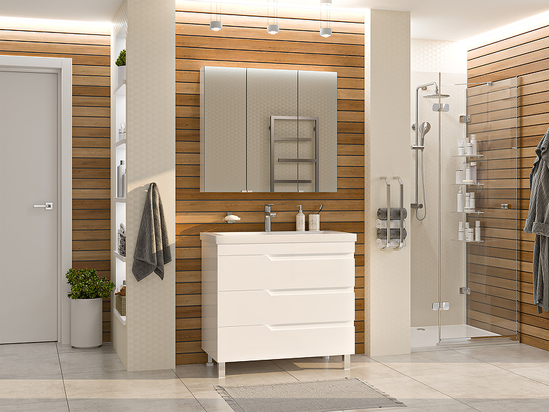 Тумба с раковиной Misty Софт 90 УТ000015031 Белая глянцевая, купить, цена, заказать, магазин, доставка, скидка, промокод, купить, цена, заказать, магазин, доставка, скидка, промокод