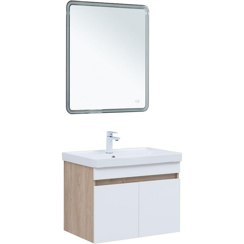 Тумба под раковину Aquanet Оптима 80 344801 подвесная Дуб светлый Белый сатин, купить, цена, заказать, магазин, доставка, скидка, промокод, купить, цена, заказать, магазин, доставка, скидка, промокод