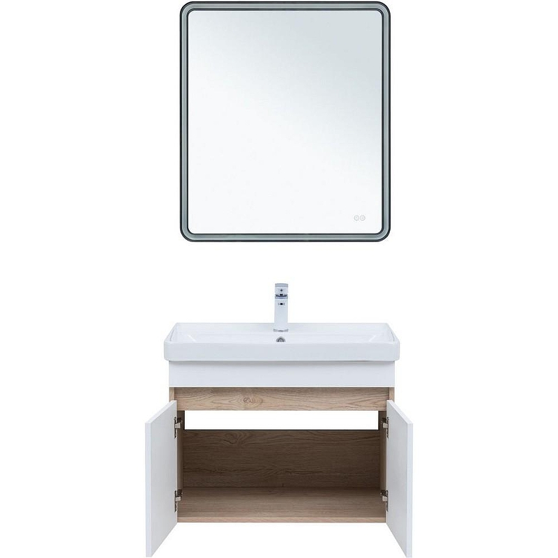 Тумба под раковину Aquanet Оптима 80 344801 подвесная Дуб светлый Белый сатин, купить, цена, заказать, магазин, доставка, скидка, промокод, купить, цена, заказать, магазин, доставка, скидка, промокод