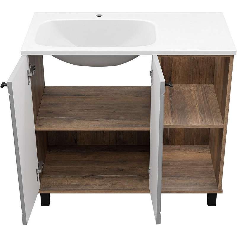 Тумба с раковиной Brevita Lumus 90 L УТ000025489 Серая матовая Дуб Галифакс олово, купить, цена, заказать, магазин, доставка, скидка, промокод, купить, цена, заказать, магазин, доставка, скидка, промокод