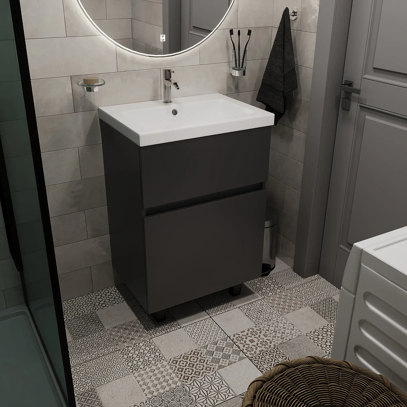 Тумба под раковину 1MarKa Aris 70Н Ц0000035780 цвет Антрацит Монолит дарк, купить, цена, заказать, магазин, доставка, скидка, промокод, купить, цена, заказать, магазин, доставка, скидка, промокод