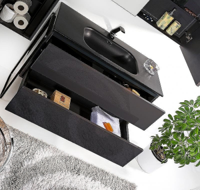 Тумба под раковину Boheme Armadi Art Vallessi 80 837-080-A glossy подвесная Антрацит глянец