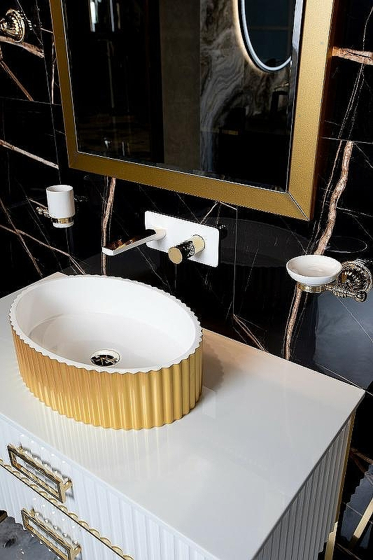 Тумба под раковину Boheme Armadi Art Monaco 80 867-080-WG Белая глянец Золото, купить, цена, заказать, магазин, доставка, скидка, промокод, купить, цена, заказать, магазин, доставка, скидка, промокод