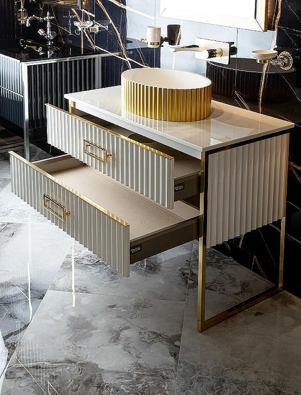 Тумба под раковину Boheme Armadi Art Monaco 80 867-080-WG Белая глянец Золото, купить, цена, заказать, магазин, доставка, скидка, промокод, купить, цена, заказать, магазин, доставка, скидка, промокод