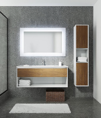 Тумба с раковиной SanVit Контур 100 kkont100mk подвесная Кофейный Белая глянцевая