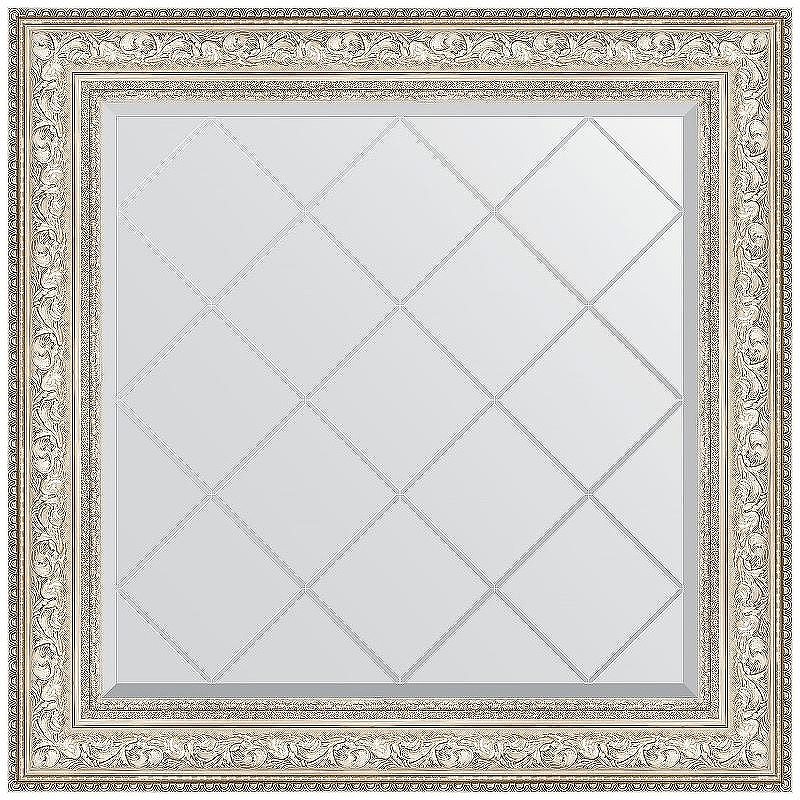 Зеркало Evoform Exclusive-G 90х90 BY 4340 с гравировкой в багетной раме - Виньетка серебро 109, купить, цена, заказать, магазин, доставка, скидка, промокод, купить, цена, заказать, магазин, доставка, скидка, промокод