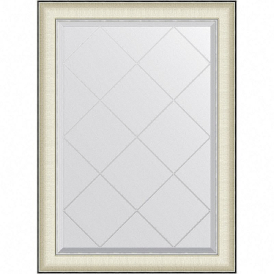 Зеркало Evoform Exclusive-G 102х74 BY 4569 с гравировкой в багетной раме - Белая кожа с хромом 78