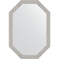 Зеркало Evoform Octagon 48x68 BY 7009 в багетной раме - Волна алюминий 46, купить, цена, заказать, магазин, доставка, скидка, промокод, купить, цена, заказать, магазин, доставка, скидка, промокод