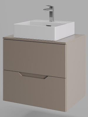 Тумба с раковиной Orange Line 60 Li-60TuLMDF+B04-405W подвесная Латте матовый