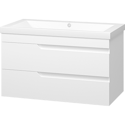 Тумба с раковиной Misty Софт 90 УТ000015048 подвесная Белая глянцевая