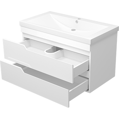 Тумба с раковиной Misty Софт 90 УТ000015048 подвесная Белая глянцевая