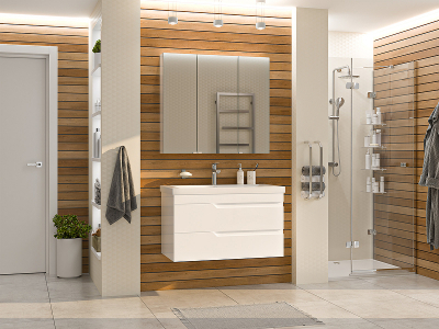 Тумба с раковиной Misty Софт 90 УТ000015048 подвесная Белая глянцевая