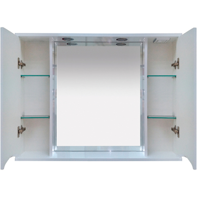 Зеркало со шкафом Misty Элвис 105 П-Элв-01105-011 с подсветкой Белое глянцевое