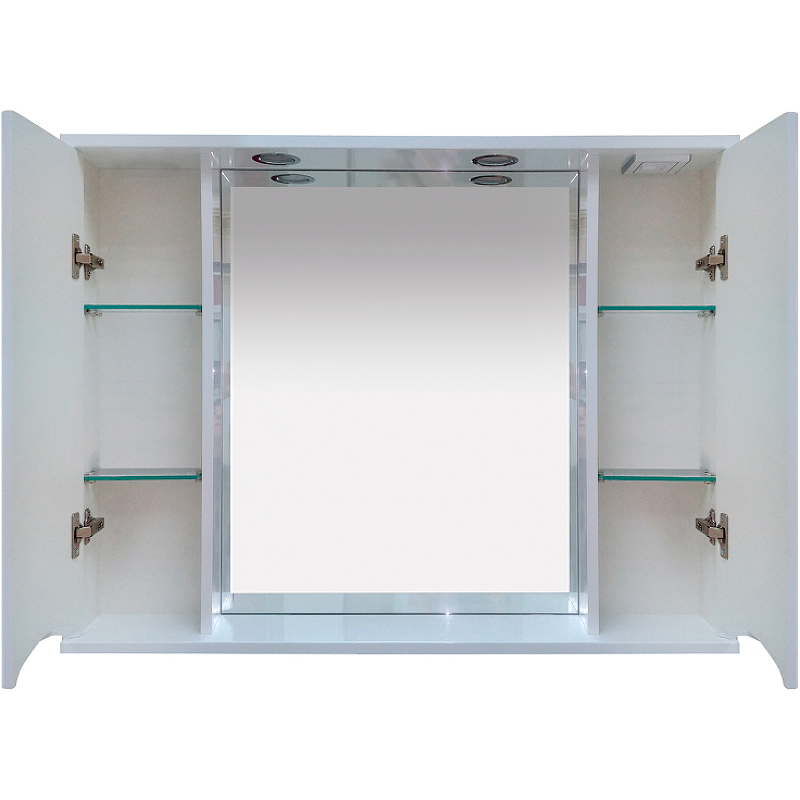 Зеркало со шкафом Misty Элвис 105 П-Элв-01105-011 с подсветкой Белое глянцевое, купить, цена, заказать, магазин, доставка, скидка, промокод, купить, цена, заказать, магазин, доставка, скидка, промокод