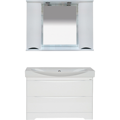 Зеркало со шкафом Misty Элвис 105 П-Элв-01105-011 с подсветкой Белое глянцевое