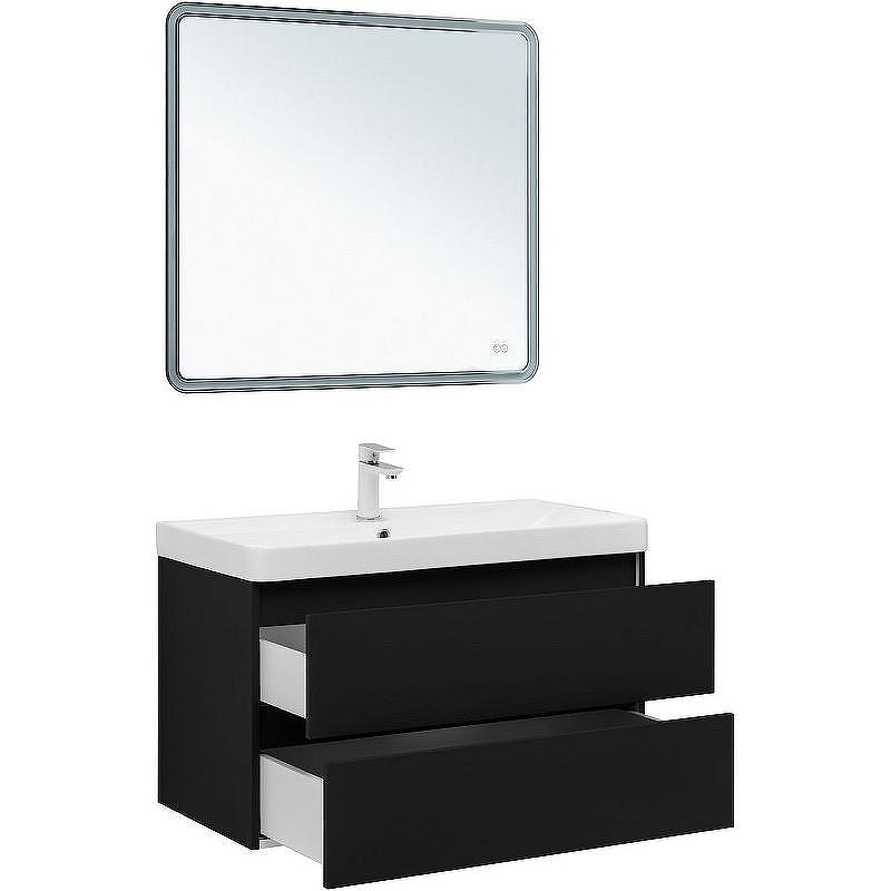 Тумба под раковину Aquanet Вега 2.0 90 337956 подвесная Черная матовая, купить, цена, заказать, магазин, доставка, скидка, промокод, купить, цена, заказать, магазин, доставка, скидка, промокод