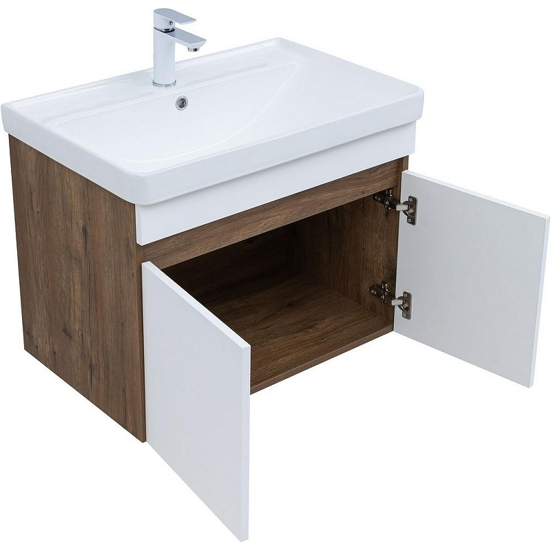 Тумба под раковину Aquanet Оптима 80 344793 подвесная Дуб рустикальный Белый сатин, купить, цена, заказать, магазин, доставка, скидка, промокод, купить, цена, заказать, магазин, доставка, скидка, промокод