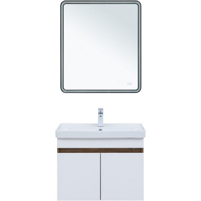 Тумба под раковину Aquanet Оптима 80 344793 подвесная Дуб рустикальный Белый сатин