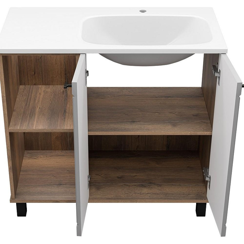 Тумба с раковиной Brevita Lumus 90 R УТ000025490 Серая матовая Дуб Галифакс олово, купить, цена, заказать, магазин, доставка, скидка, промокод, купить, цена, заказать, магазин, доставка, скидка, промокод