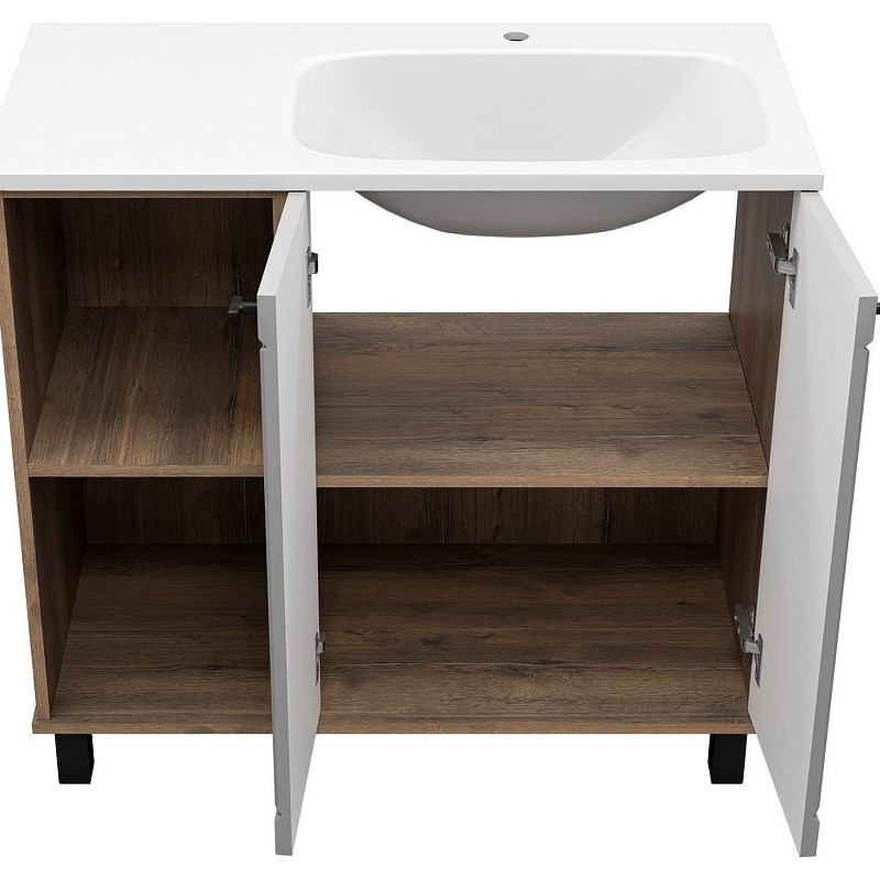 Тумба с раковиной Brevita Lumus 90 R УТ000025490 Серая матовая Дуб Галифакс олово, купить, цена, заказать, магазин, доставка, скидка, промокод, купить, цена, заказать, магазин, доставка, скидка, промокод