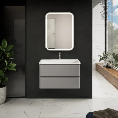 Тумба под раковину AQUAme S4 80 AQM900480GM подвесная цвет Серый