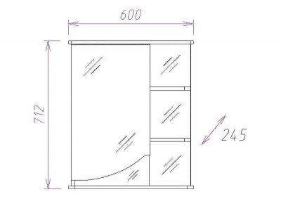 Зеркальный шкаф Onika Виола 60.01 L 206003 с подсветкой Белый