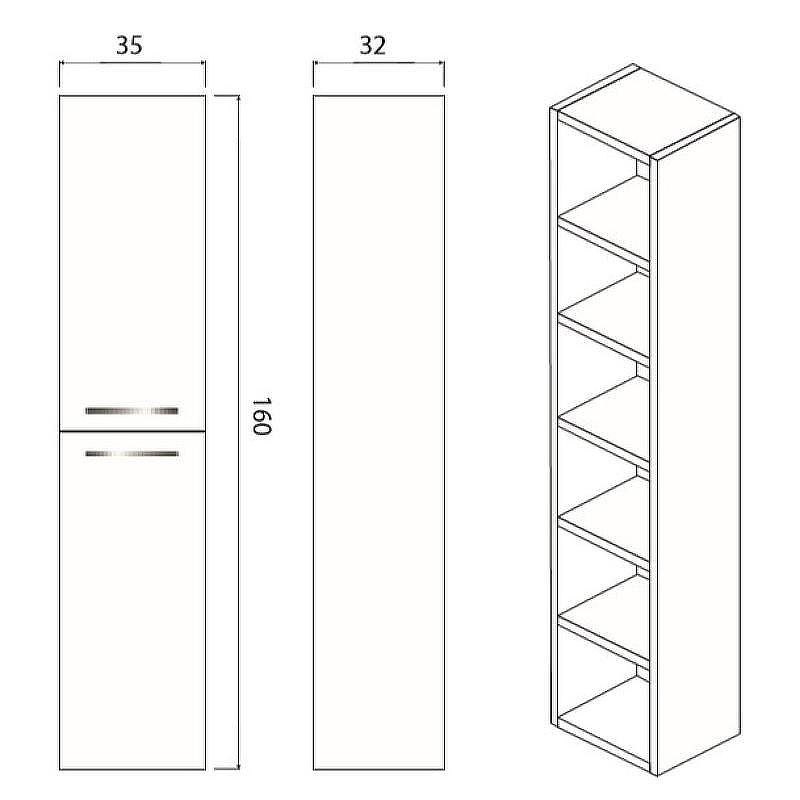 Шкаф пенал Creto Tivoli 35 50-1035W Белый, купить, цена, заказать, магазин, доставка, скидка, промокод, купить, цена, заказать, магазин, доставка, скидка, промокод