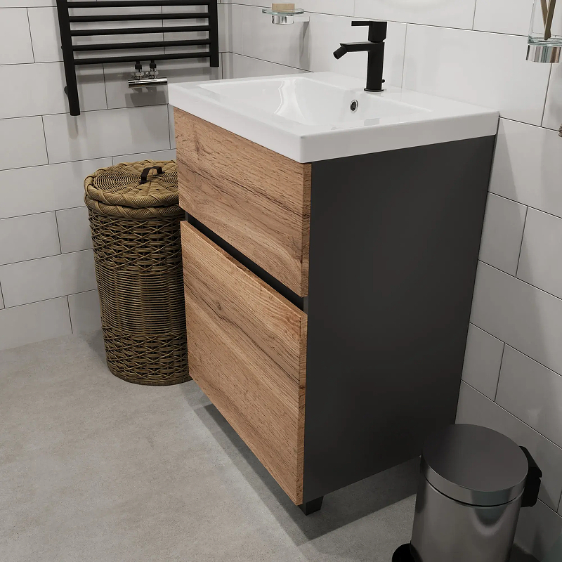 Тумба под раковину 1MarKa Aris 70Н Ц0000035781 цвет Антрацит Дуб крафт золотой, купить, цена, заказать, магазин, доставка, скидка, промокод, купить, цена, заказать, магазин, доставка, скидка, промокод