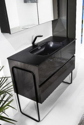 Тумба под раковину Boheme Armadi Art Vallessi 100 837-100-A glossy подвесная Антрацит глянец