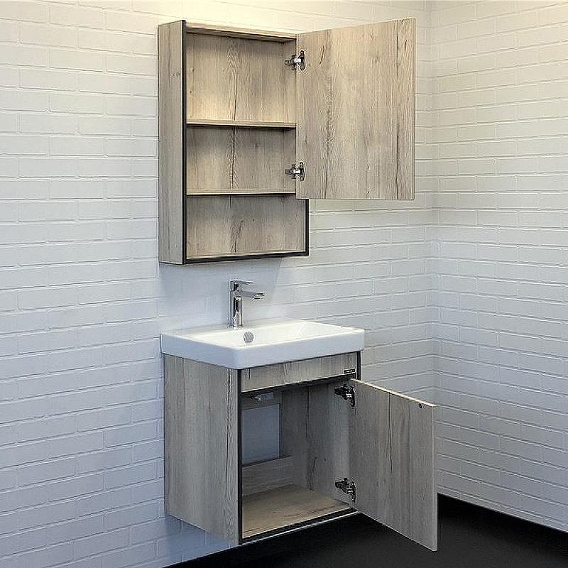 Тумба с раковиной Comforty Вена 55 00-00008928 подвесная Дуб дымчатый, купить, цена, заказать, магазин, доставка, скидка, промокод, купить, цена, заказать, магазин, доставка, скидка, промокод