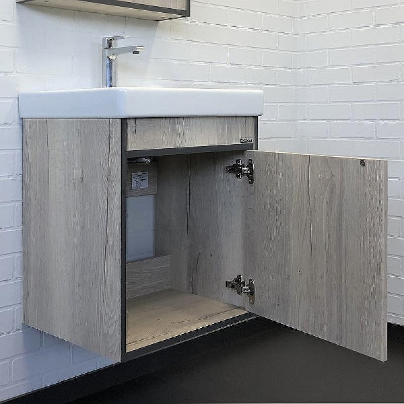 Тумба с раковиной Comforty Вена 55 00-00008928 подвесная Дуб дымчатый, купить, цена, заказать, магазин, доставка, скидка, промокод, купить, цена, заказать, магазин, доставка, скидка, промокод