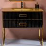 Тумба под раковину Boheme Armadi Art Monaco 100 866-100-BG Черный глянец Золото, купить, цена, заказать, магазин, доставка, скидка, промокод, купить, цена, заказать, магазин, доставка, скидка, промокод