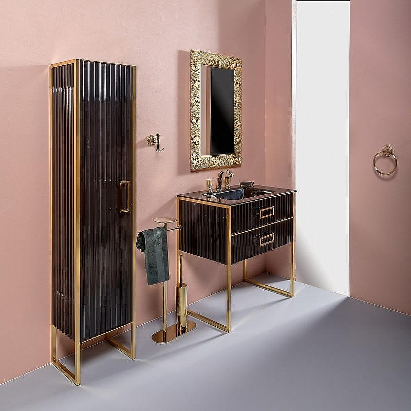 Тумба под раковину Boheme Armadi Art Monaco 100 866-100-BG Черный глянец Золото, купить, цена, заказать, магазин, доставка, скидка, промокод, купить, цена, заказать, магазин, доставка, скидка, промокод