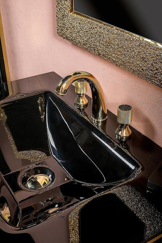 Тумба под раковину Boheme Armadi Art Monaco 100 866-100-BG Черный глянец Золото, купить, цена, заказать, магазин, доставка, скидка, промокод, купить, цена, заказать, магазин, доставка, скидка, промокод