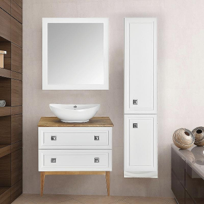 Шкаф пенал ASB-Woodline Каталина 35 White 12106 Белый