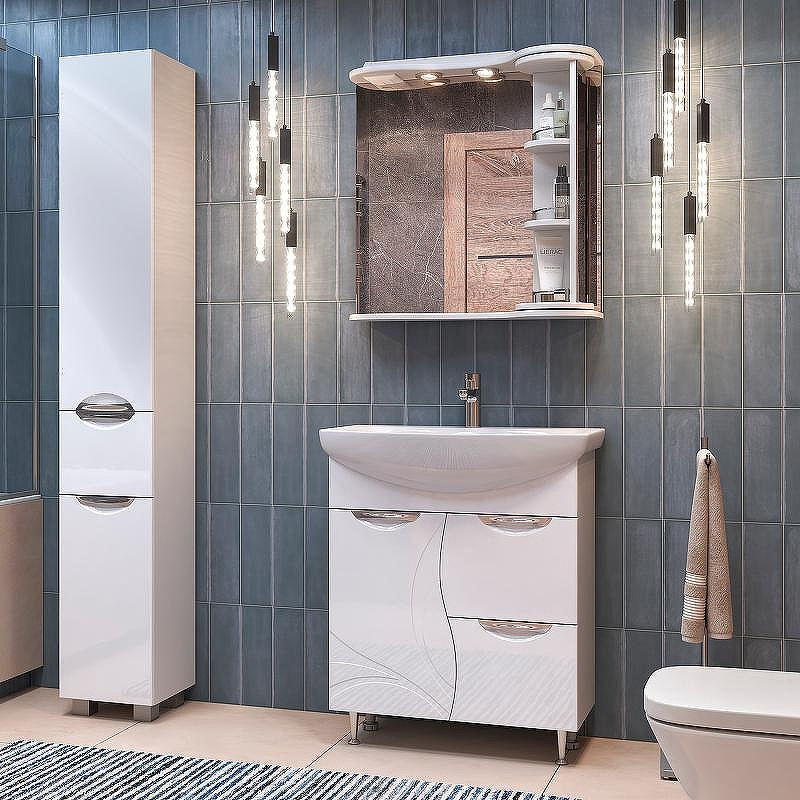 Зеркало со шкафом Vigo Callao 70 zsh.CAL.70.El с подсветкой Белое, купить, цена, заказать, магазин, доставка, скидка, промокод, купить, цена, заказать, магазин, доставка, скидка, промокод