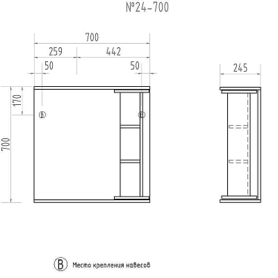 Зеркало со шкафом Vigo Callao 70 zsh.CAL.70.El с подсветкой Белое