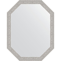 Зеркало Evoform Octagon 53x68 BY 7010 в багетной раме - Волна алюминий 46, купить, цена, заказать, магазин, доставка, скидка, промокод, купить, цена, заказать, магазин, доставка, скидка, промокод