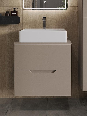 Тумба с раковиной Orange Line 60 Li-60TuLMDF+B04-500W подвесная Латте матовый