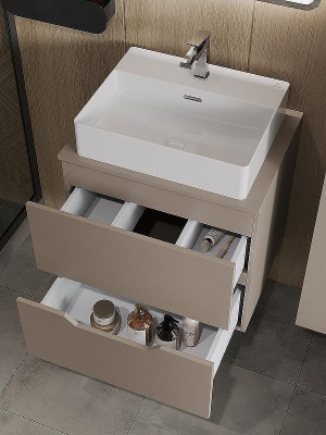 Тумба с раковиной Orange Line 60 Li-60TuLMDF+B04-500W подвесная Латте матовый