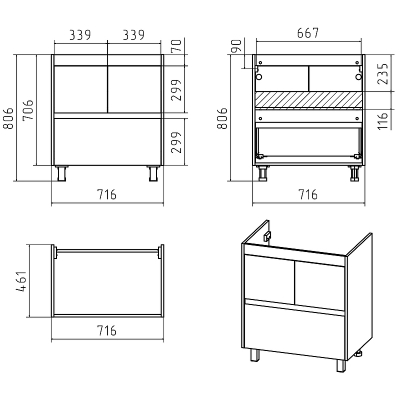 Тумба с раковиной Misty Алиса 75 УТ000011237 Белая