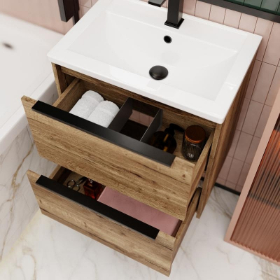 Тумба под раковину La Fenice Tesoro 60 FNC-01-TES-DGT-60-2 подвесная Дуб галифакс табак