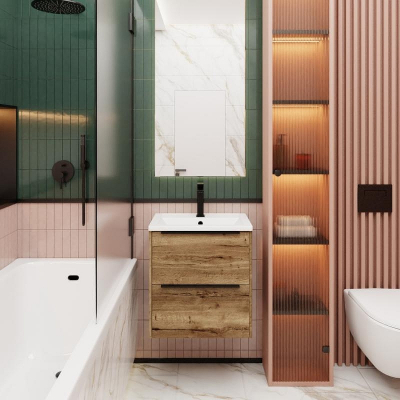 Тумба под раковину La Fenice Tesoro 60 FNC-01-TES-DGT-60-2 подвесная Дуб галифакс табак