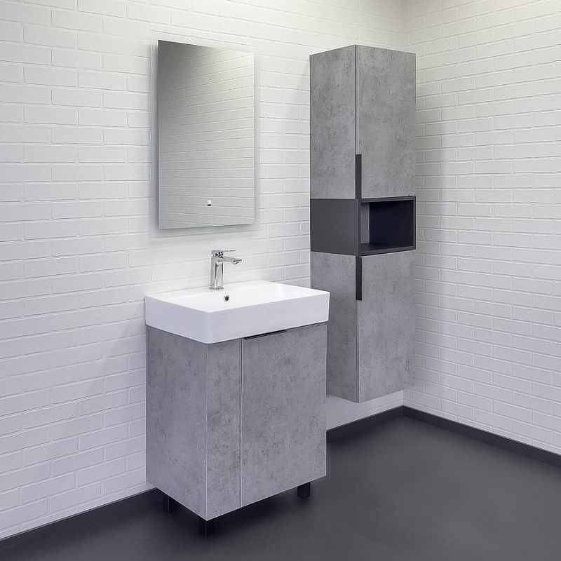 Тумба с раковиной Comforty Асти 60Н 00-00019190 Бетон светлый, купить, цена, заказать, магазин, доставка, скидка, промокод, купить, цена, заказать, магазин, доставка, скидка, промокод