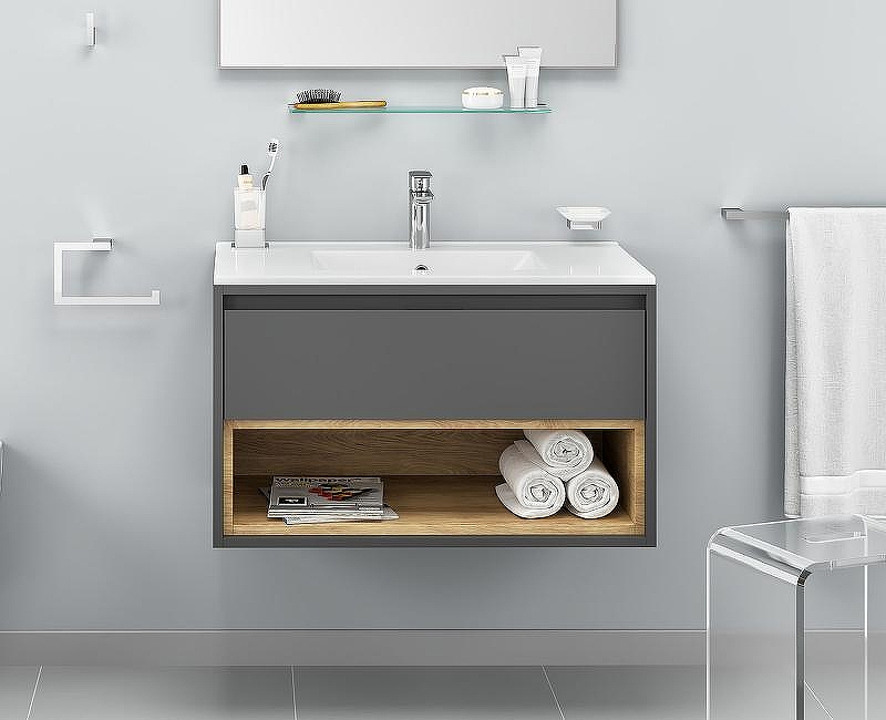 Тумба под раковину Excellent Tuto 60 MLEX.0101.600.GRBL подвесная Серый Дуб, купить, цена, заказать, магазин, доставка, скидка, промокод, купить, цена, заказать, магазин, доставка, скидка, промокод