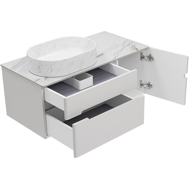 Тумба с раковиной Brevita Pallisandro 100 УТ000025403 подвесная Серая матовая, купить, цена, заказать, магазин, доставка, скидка, промокод, купить, цена, заказать, магазин, доставка, скидка, промокод