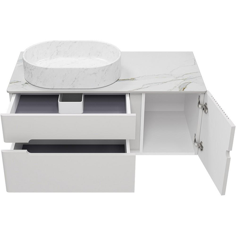 Тумба с раковиной Brevita Pallisandro 100 УТ000025403 подвесная Серая матовая, купить, цена, заказать, магазин, доставка, скидка, промокод, купить, цена, заказать, магазин, доставка, скидка, промокод