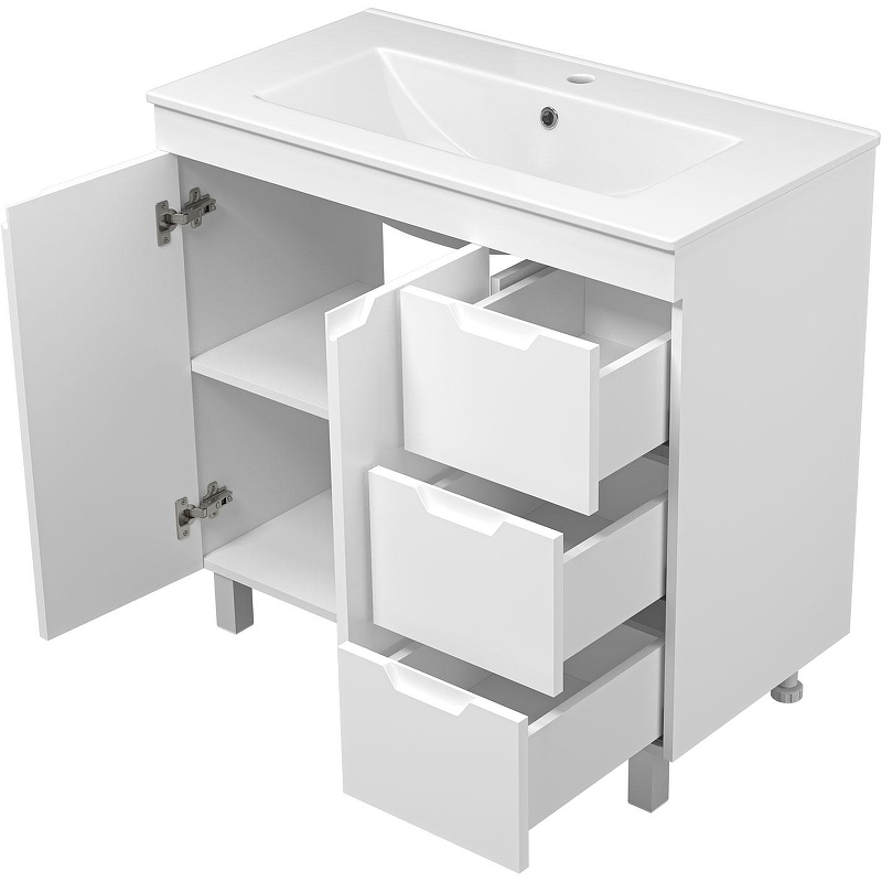 Тумба с раковиной Misty Оптима 90 УТ000024012 Белая матовая, купить, цена, заказать, магазин, доставка, скидка, промокод, купить, цена, заказать, магазин, доставка, скидка, промокод